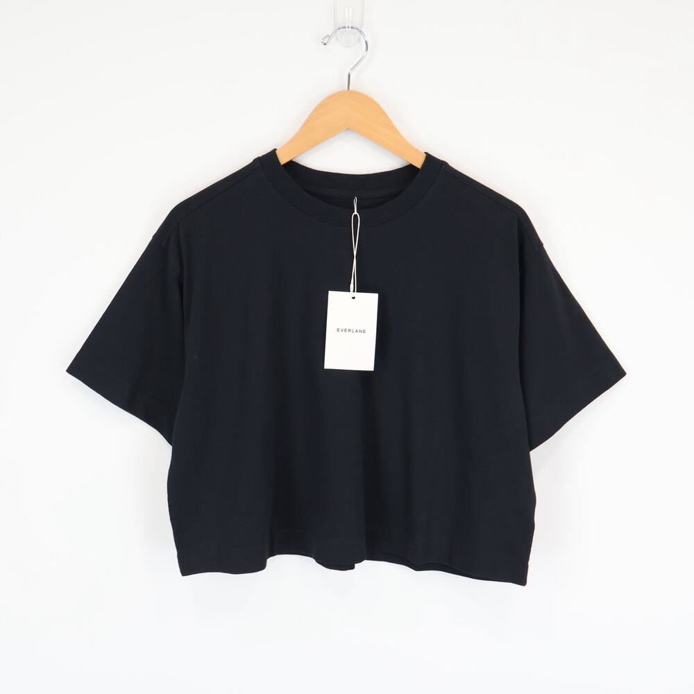 Everlane The Premium Weight Cropped Tee Black Size Medium NWT